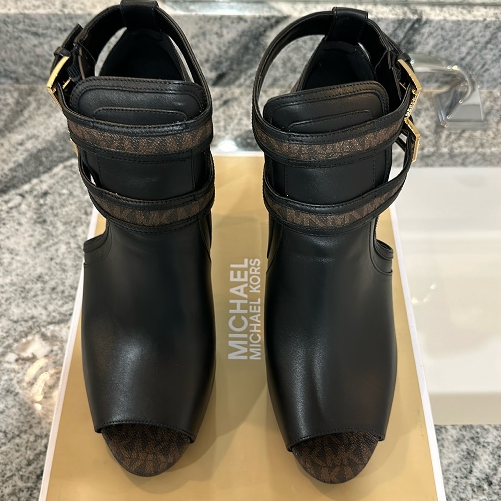 Michael Kors Blaze Open Toe Bootie Leather